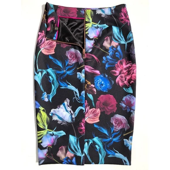TED BAKER London Dabah Pencil skirt women size 2 US Small 4-6 Dark Floral Print - Picture 5 of 16